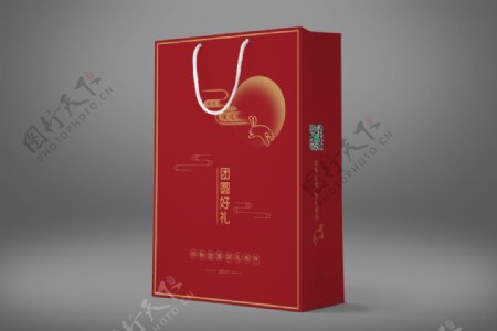 喜庆红色中式中秋团圆送礼礼物节日手提袋