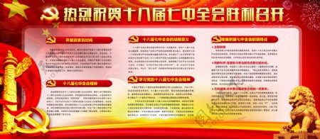 中国红十八届七中全会党建内容展板
