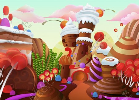 美味巧克力糖果甜品乐园卡通背景