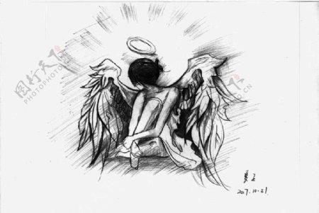 天使之翼纹身手稿