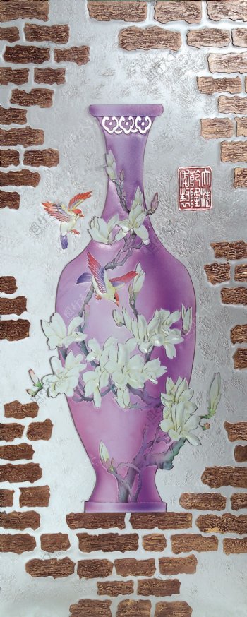 花瓶瓷砖背景墙带路径
