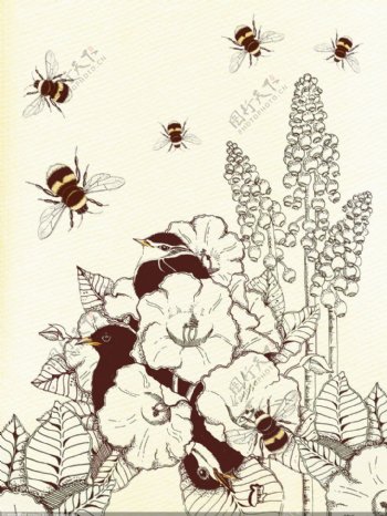 装饰画蜜蜂手绘