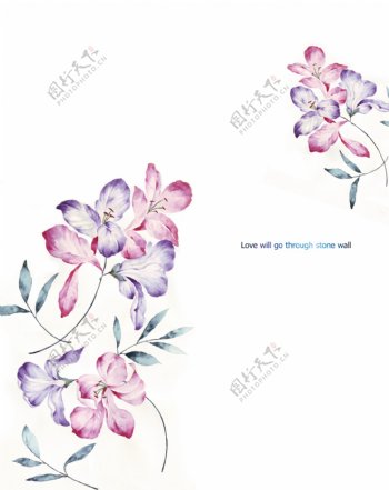 紫色花朵室内移门创意画