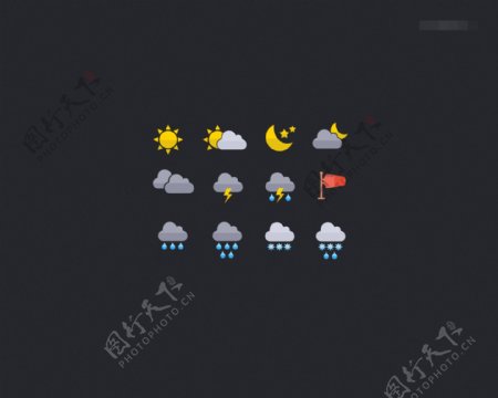 网页UI天气控件icon图标设计
