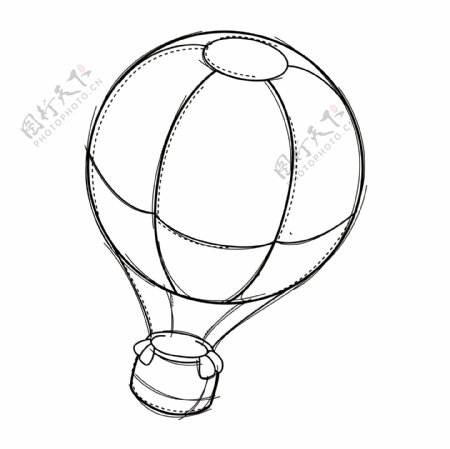 手绘线条热气球元素