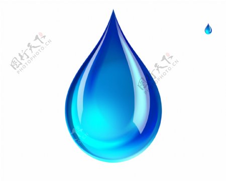 蓝色透明水滴icon图标