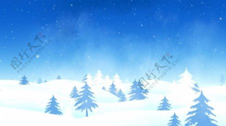 冬季梦幻雪花圣诞树背景视频素材