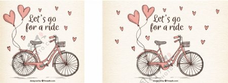 可爱的手绘自行车