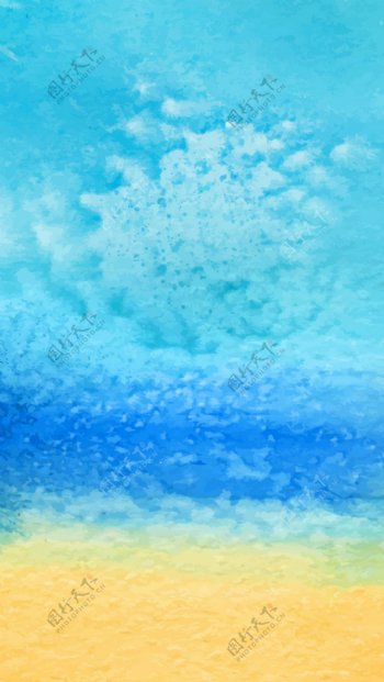唯美蓝色云朵H5背景素材
