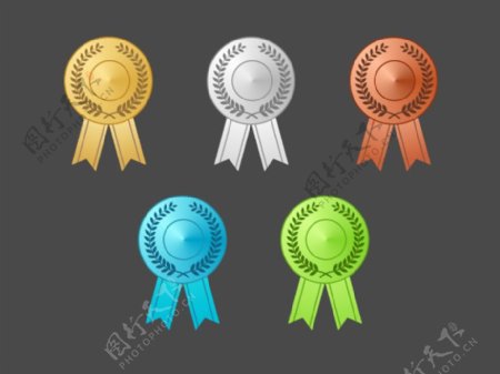 五种颜色奖牌icon图标Sketch素材