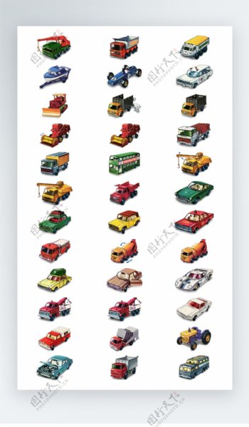 玩具车汽车图标彩色写实图标素材PNG