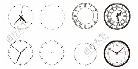 手绘线条钟表元素