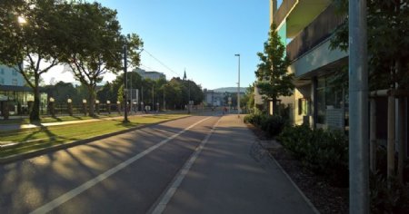 德国弗莱堡清晨的街道