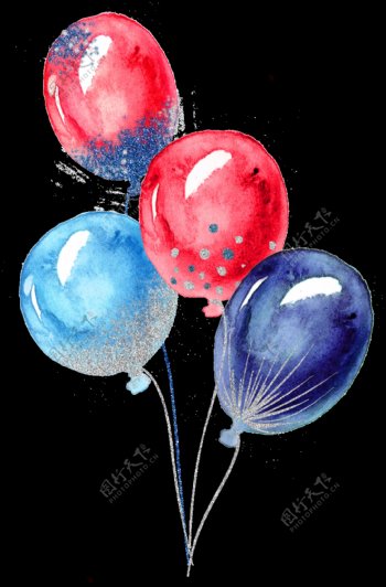 手绘闪闪发亮气球透明装饰图案