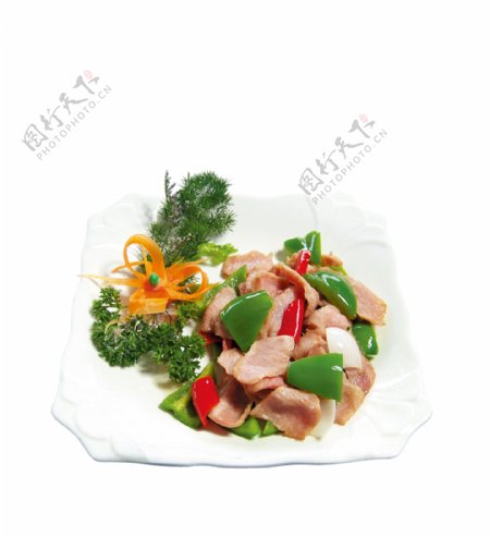 一盘美味蔬菜炒肉植物餐饮食物
