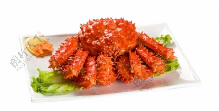一份海鲜螃蟹水果盘子素材