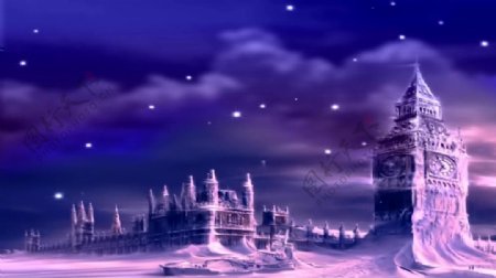 紫色梦幻建筑神秘视频素材