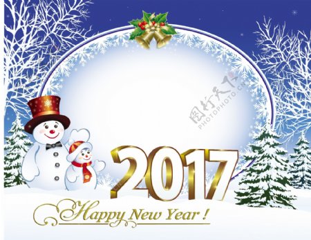 2017雪人圣诞节背景矢量素材