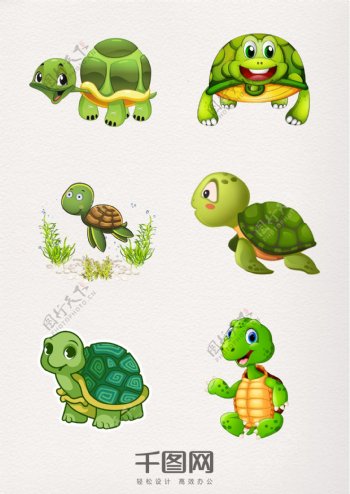 可爱卡通绿甲乌龟