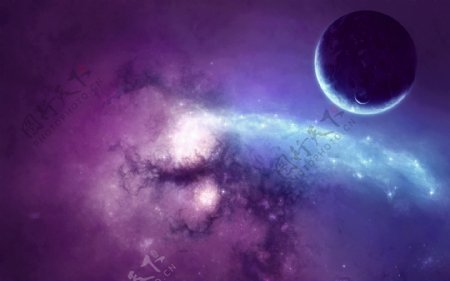 梦幻紫色宇宙唯美星空背景
