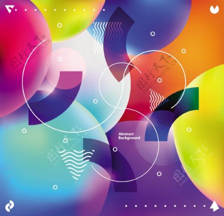 彩色多元素抽象科技海报背景素材