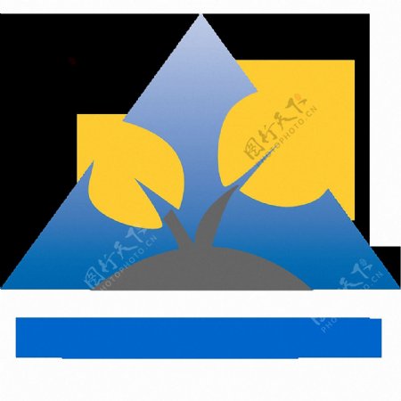 蓝色三角形黄色树叶图标免抠png透明素材