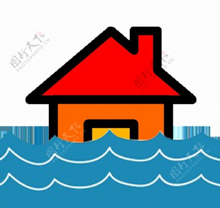 红房子洪水图标免抠png透明图层素材
