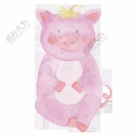 粉红色手绘小猪透明卡通素材装饰