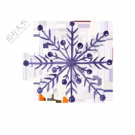 紫色手绘雪花圣诞节透明装饰素材