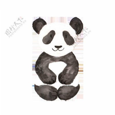 黑白手绘熊猫卡通透明免扣素材
