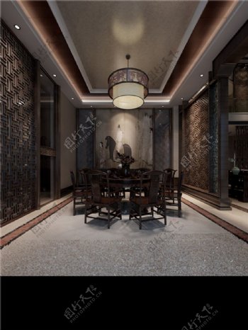 3D渲染中式餐厅家装效果图
