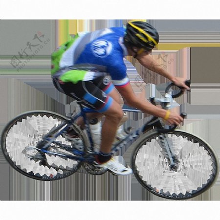 蓝色自行车运动员免抠png透明图层素材