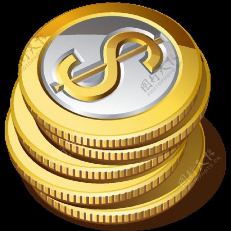 金色美元硬币免抠png透明素材
