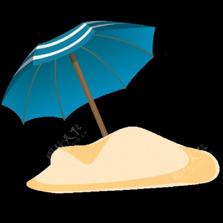 夏天蓝色太阳伞免抠png透明素材