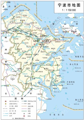 浙江省宁波市标准地图32K