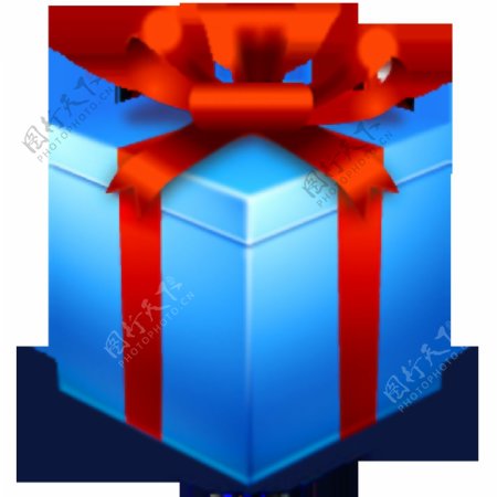 蓝色礼品盒免抠png透明图层素材