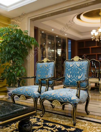欧式经典奢华客厅椅子效果图