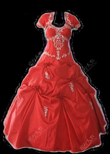 红色豪华连衣裙免抠png透明图层素材