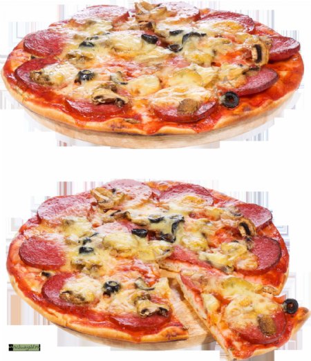 两只披萨免抠png透明图层素材