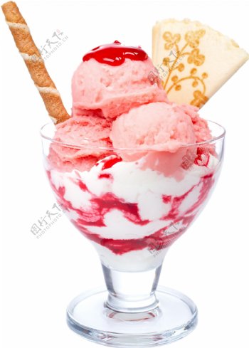 红色奶油冰淇淋免抠png透明图层素材