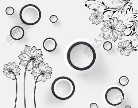 简约方框现代玫瑰透明花卉图