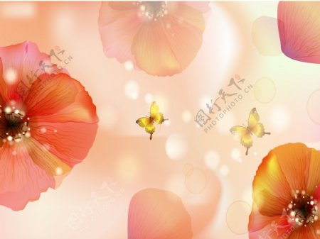 蝴蝶花朵装饰画素材