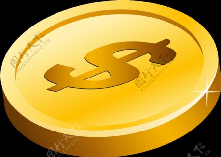 金黄色美元硬币免抠png透明素材