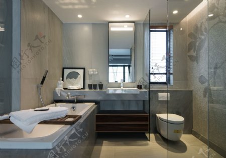 现代简约室内卫生间洗手台效果图