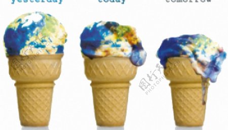 地球变暖冰淇淋创意图免抠png透明素材