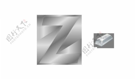 银色Z字母免抠png透明图层素材
