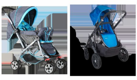 蓝色小婴儿车免抠png透明图层素材