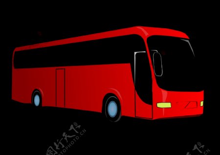 红色公共汽车免抠png透明图层素材