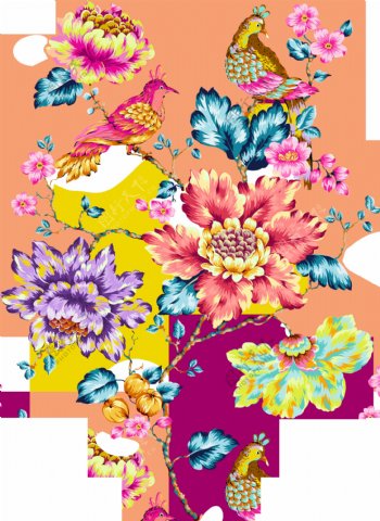 手绘水彩花卉透明装饰图