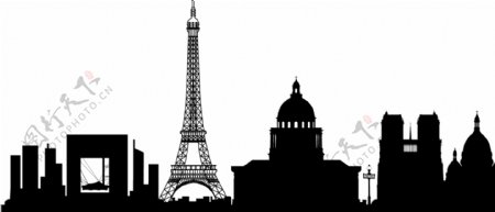 巴黎城市剪影免抠psd透明素材